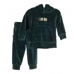 Dark Green Velvet Hoodie&Pants Set