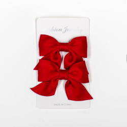 Bow Hair Clips Red