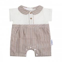 Striped Brown Polo Romper